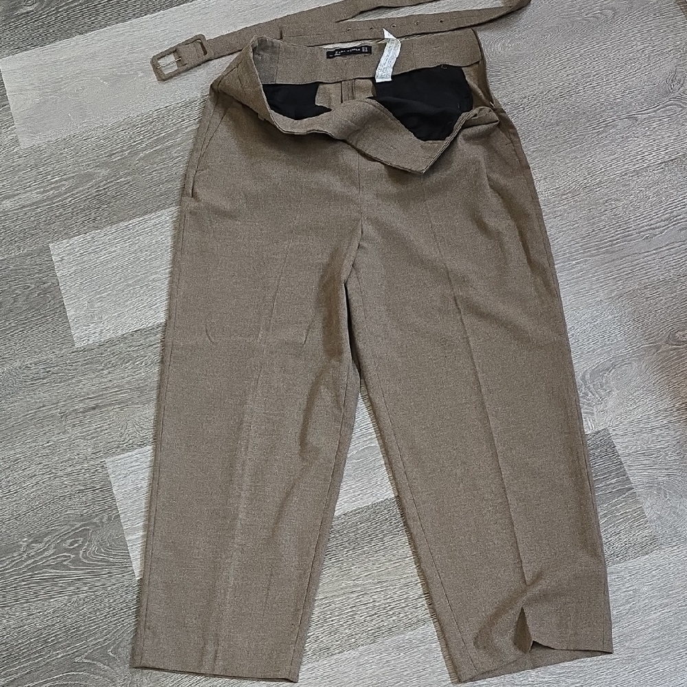 ZARA WOMAN Tan High-waist Dress Pants